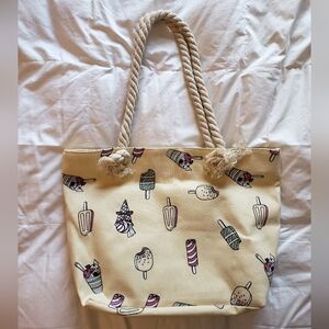 Ice Cream Print Tote Bag with Rope Handles
